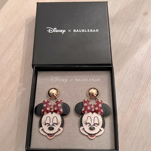 Disney x BAUBLEBAR Minnie Mouse Glitter Bow Earrings New - Picture 1 of 6